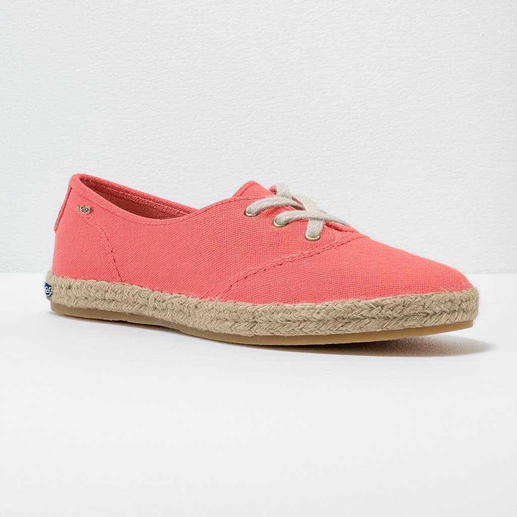 Keds WF56470 Women's Chillax A-Line Jute Fashion Sneaker, Coral, 6.5 B(M) US