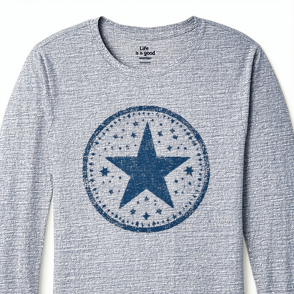 Life is Good Women's Crusher Vee Long Sleeve Lig Star Circle Clyred T-Shirt,