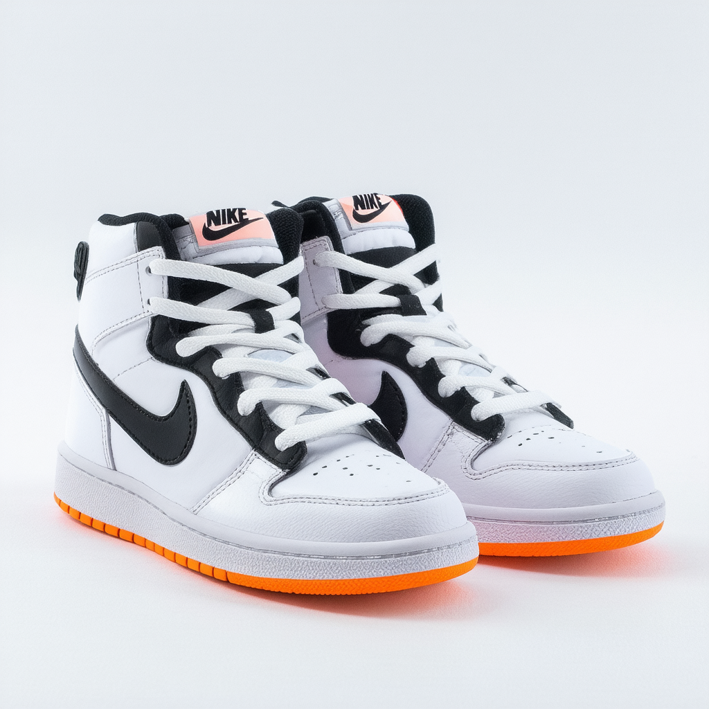 Nike Kids Match Supreme Hi (GS/PS) White/Black/Hyper Punch Casual Shoe 5 Kids US