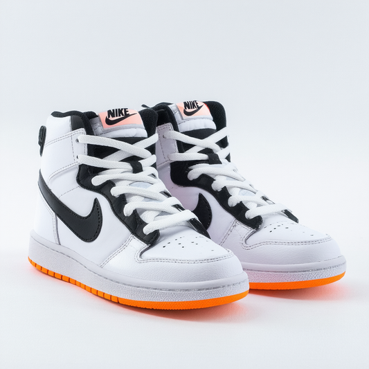 Nike Kids Match Supreme Hi (GS/PS) White/Black/Hyper Punch Casual Shoe 5 Kids US
