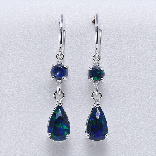 925 Sterling Silver Gemstone jewelry Natural Black Opal Beads Dangle hook Earring