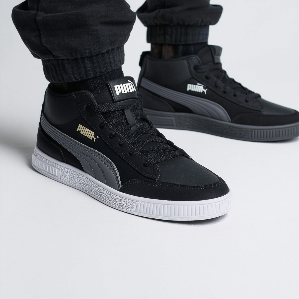PUMA Mens Young & Reckless Clyde Mid Casual Sneakers,