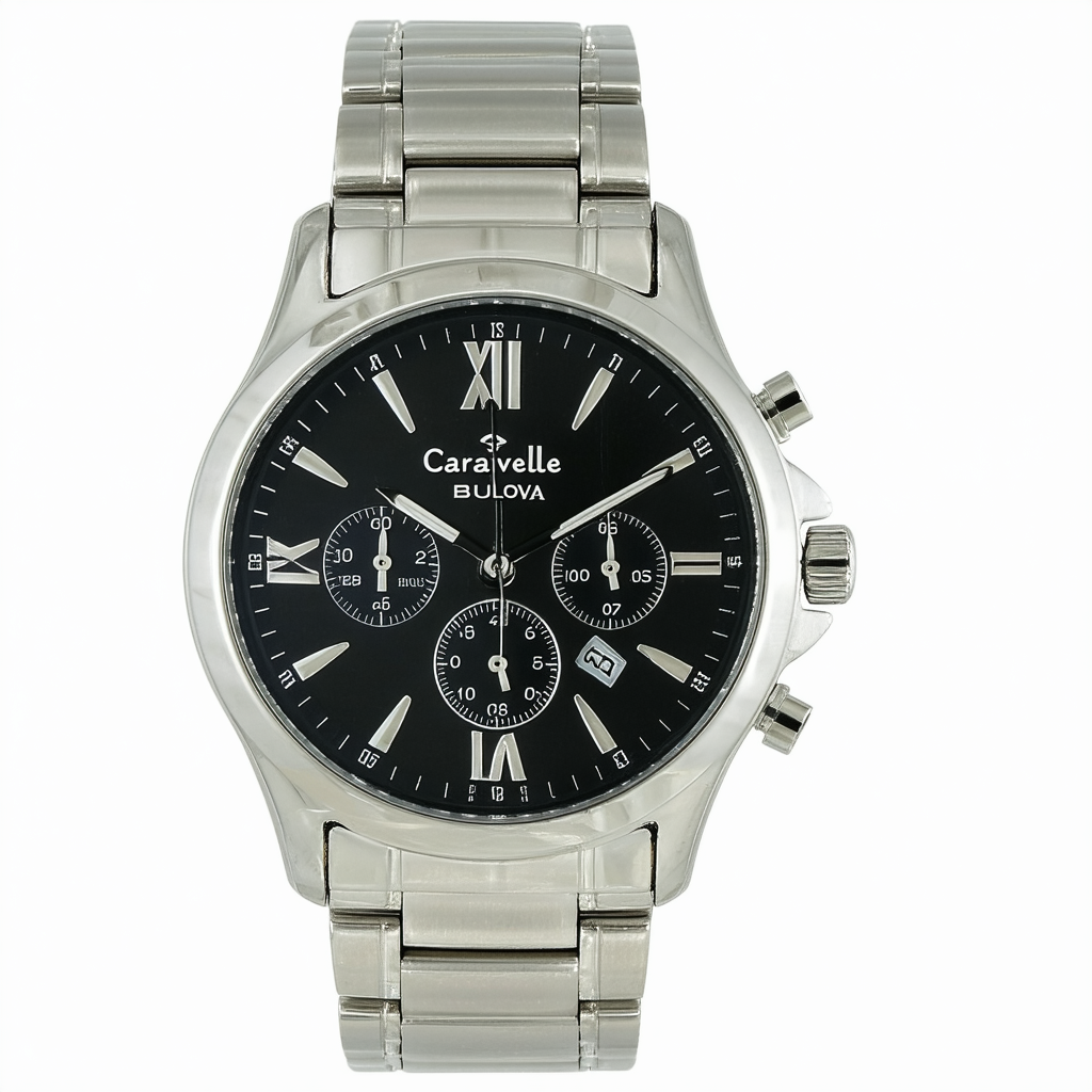 Caravelle by Bulova Men's 43A103 Classic Stainless Steel Watch with Black Dial