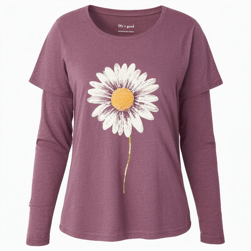 Life is good Women's Newbury Daisy T-Shirt (Smoky Plum)