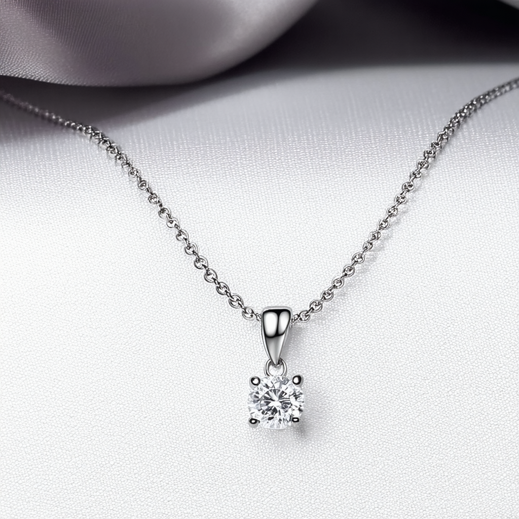 Amazon Collection Women's Stainless Steel with Cubic Zirconia Slider Necklace, 18"