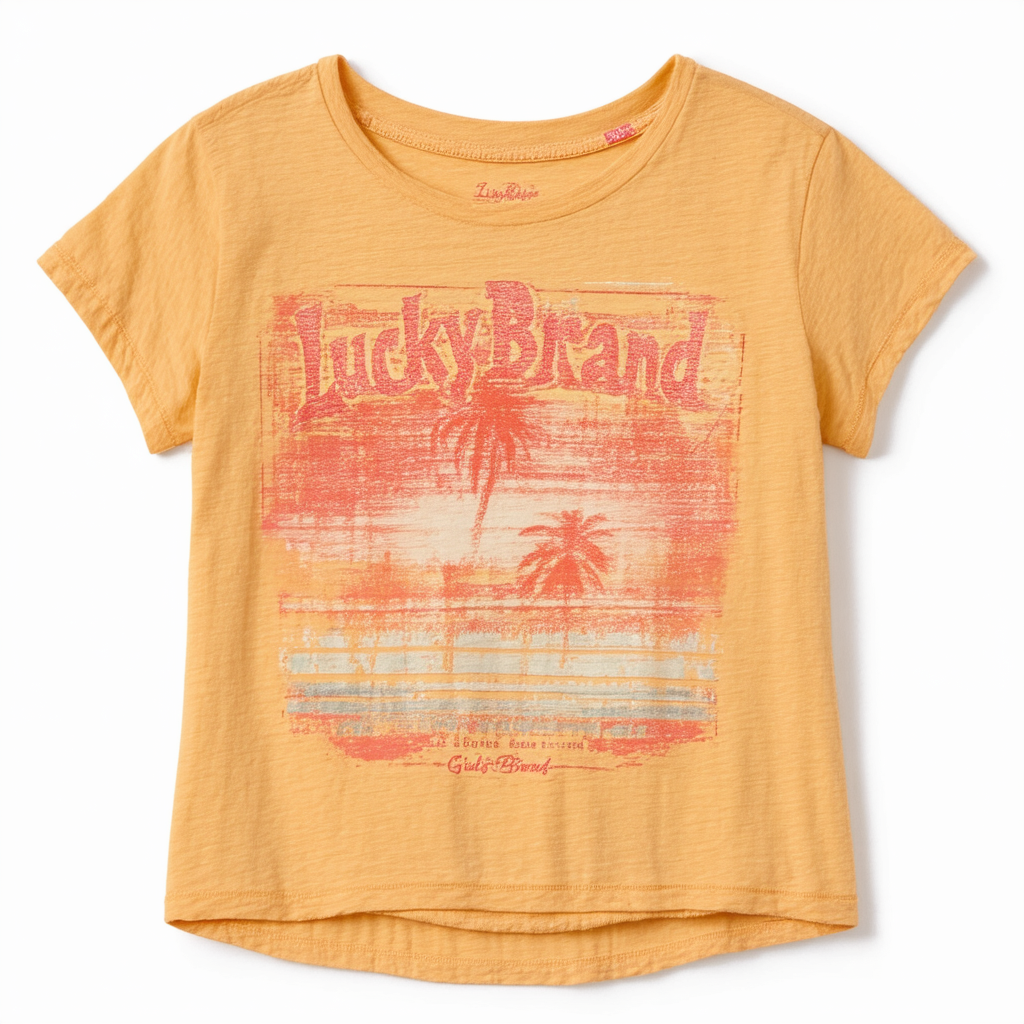 Lucky Brand Girls' Short Sleeve Boxy Fit Graphic T-Shirt
