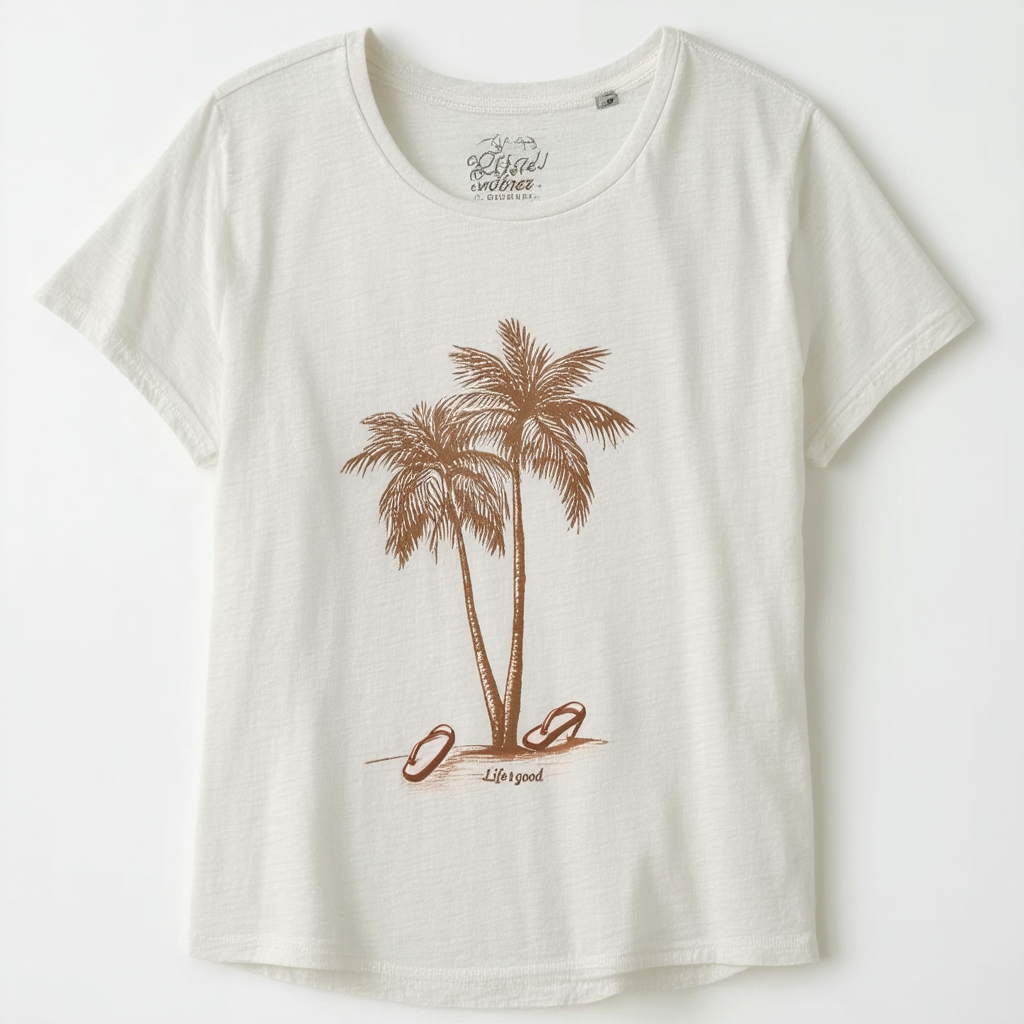 Life is Good Women's Crusher Palm Tree Flip Flop Tee