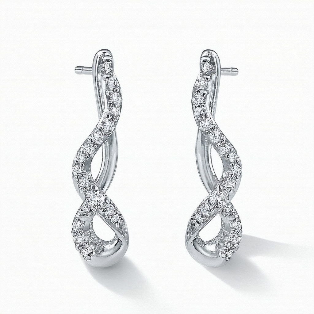 Amazon Collection Sterling Silver Diamond Twist Dangle Earrings (1/10 cttw)