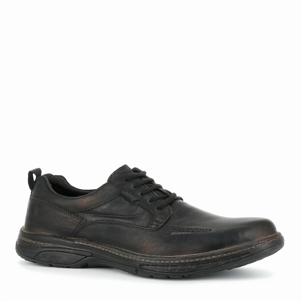 Skechers Mens Superior Cozart Oiled Leather Casual Oxford Shoes Black Leather