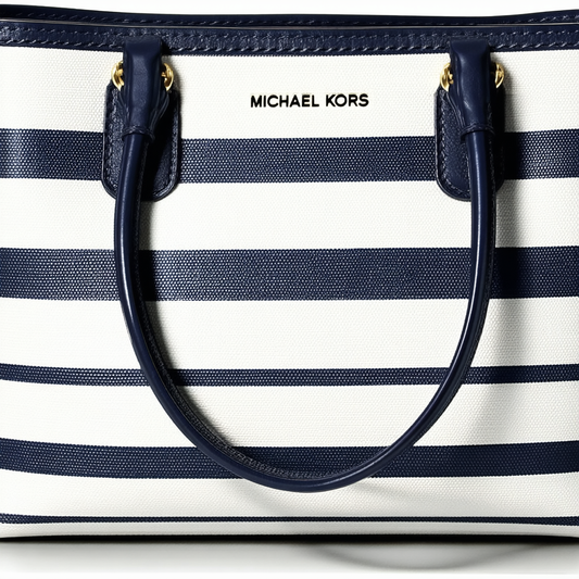 Michael Kors Marina Stripe Canvas Grab Bag (Navy / White)