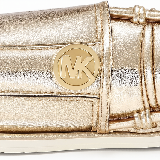 Michael Michael Kors Women's Fulton Moc Pale Gold Tumbled Metallic Flat 8.5 M