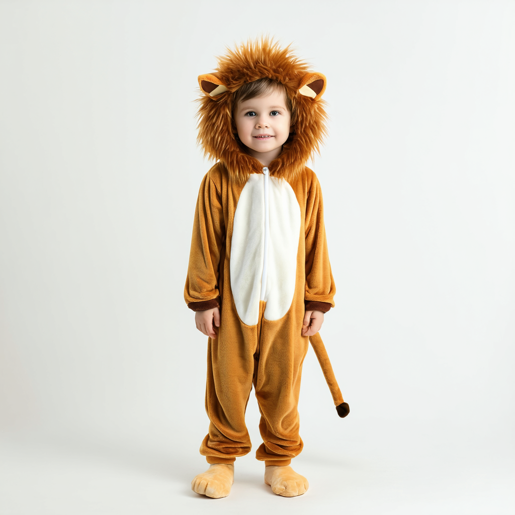 Deluxe Kids Lion Costume Unisex, Brown Mane Cute Cat Safari Halloween Animal Outfit