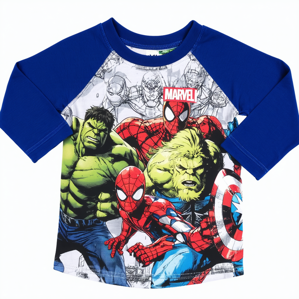 Marvel Junior's Characters 3/4 Sleeve Raglan Baseball Graphic Tee