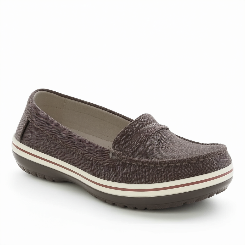Crocs Women's 14391 Walu Canvas Loafer,Espresso/Stucco,7 M US