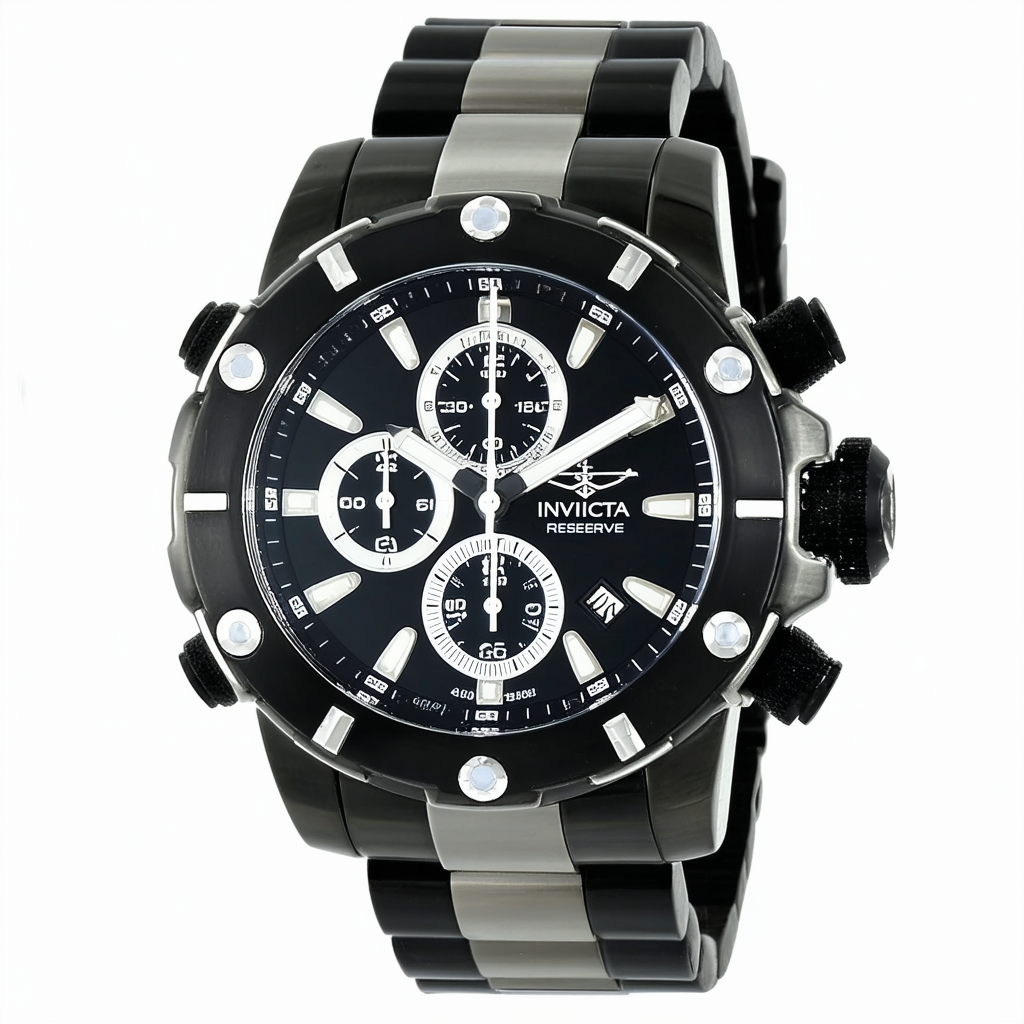 Invicta Men's 0746 Reserve Tonneau Chronograph Black and Gunmetal Stainless-Steel Watch
