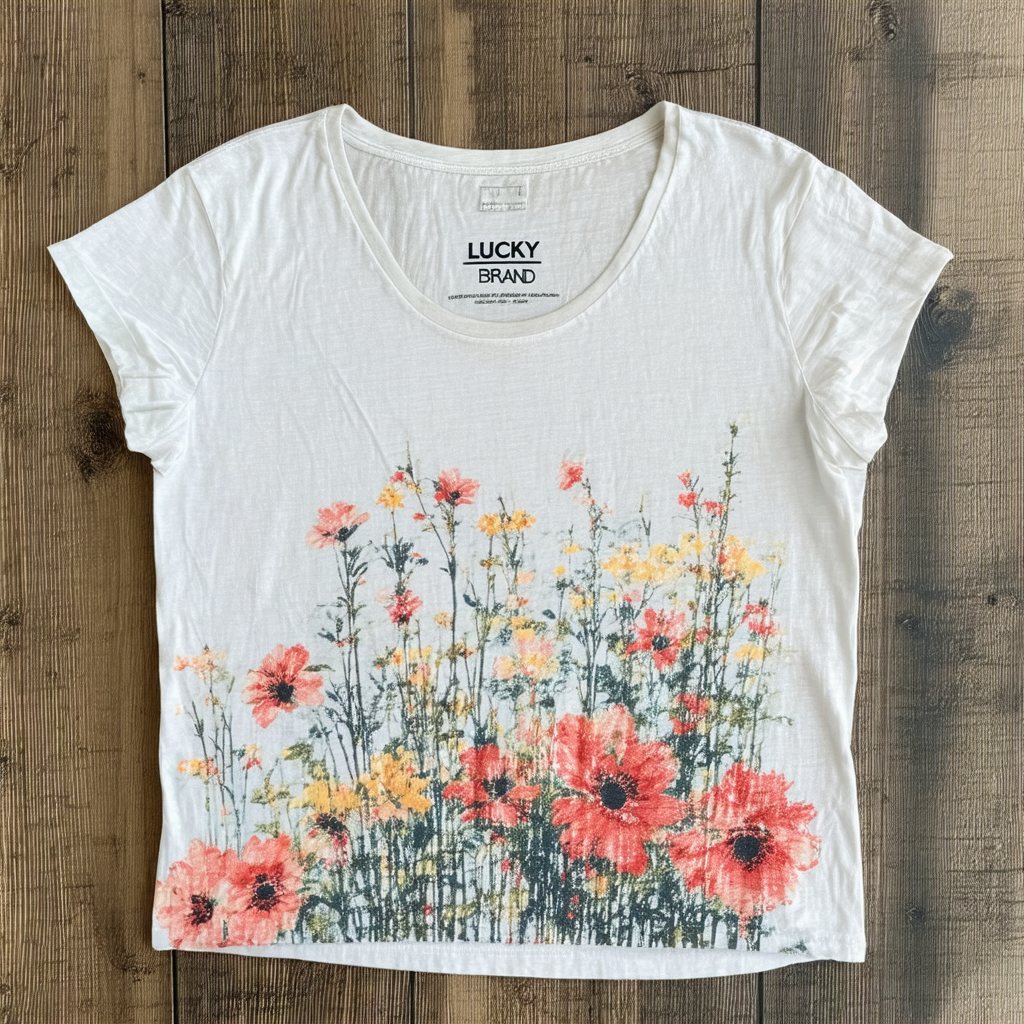 Lucky Brand Women's Size Plus Floral Graphic Tee