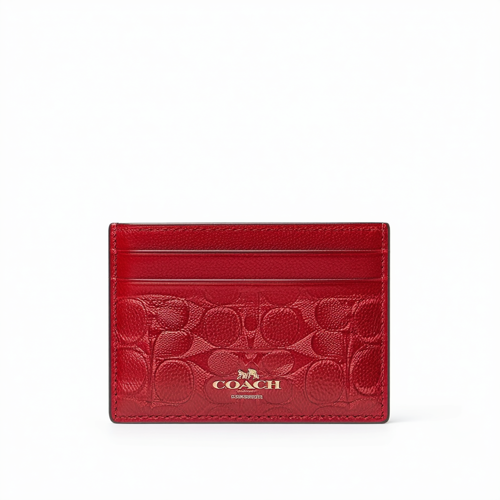 Coach Signature Embossed Breast Pocket Wallet 74525 Red