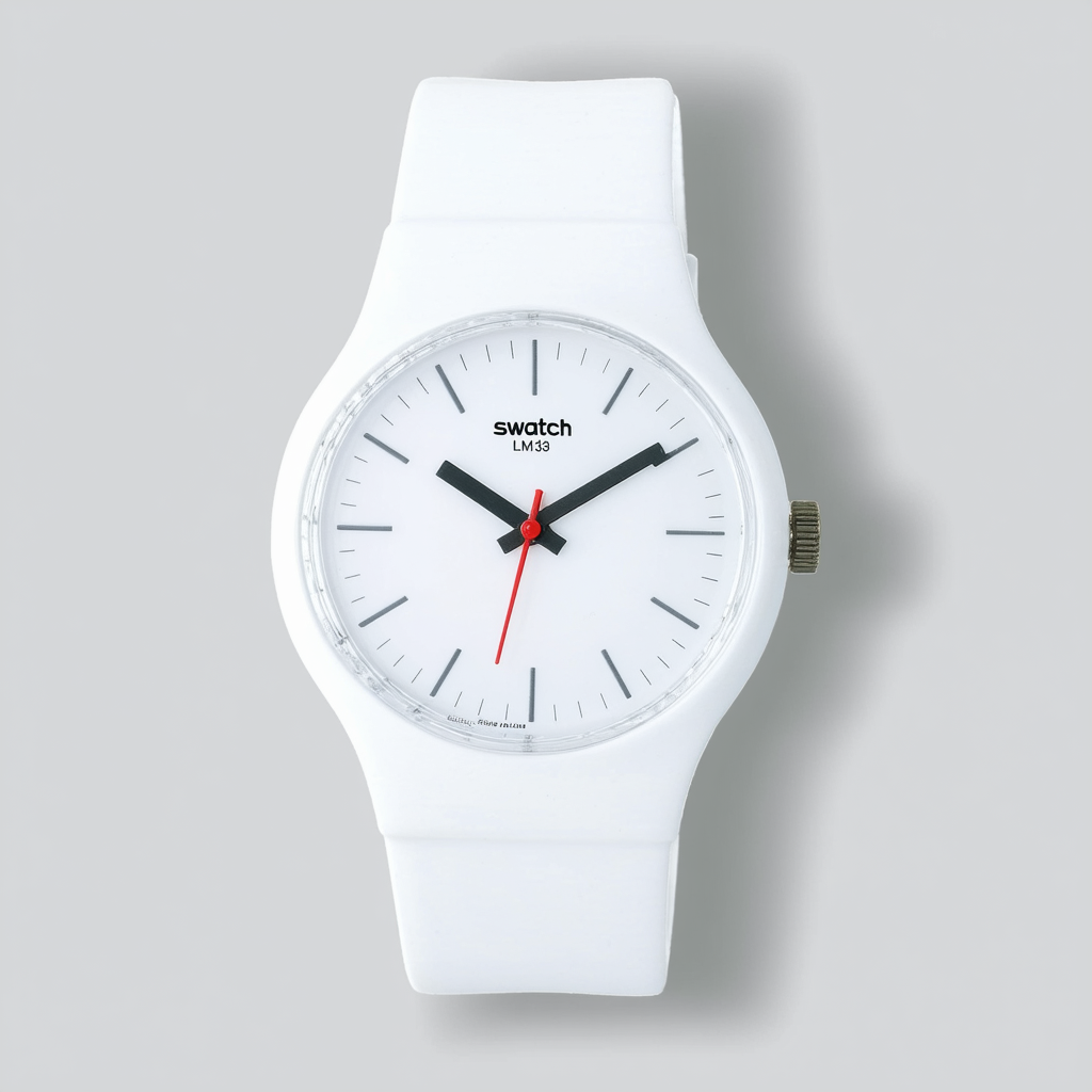 Swatch LM139 Unisex Analogue Quartz Watch with Plastic Strap, White/Grey, Fashionable