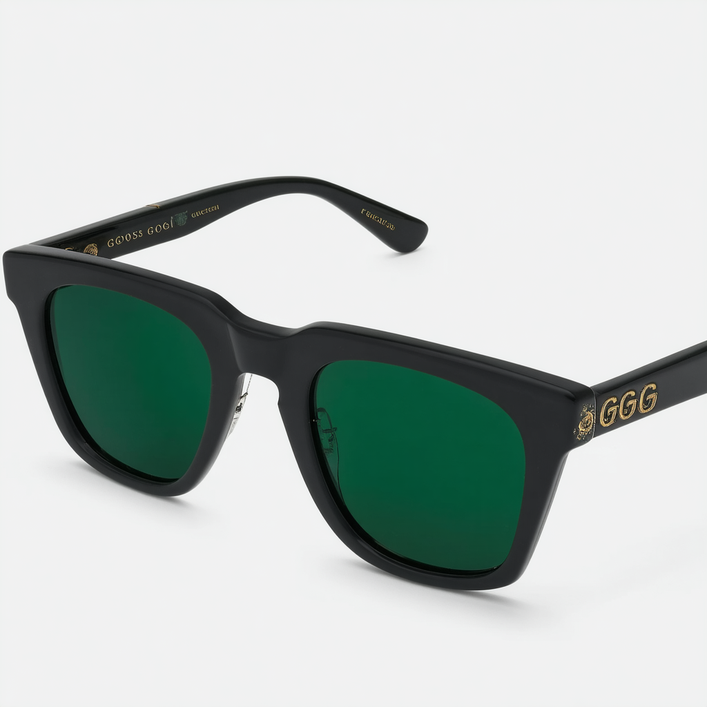 Gucci GG0009S - 001 Urban Sunglasses Black/Green 59mm