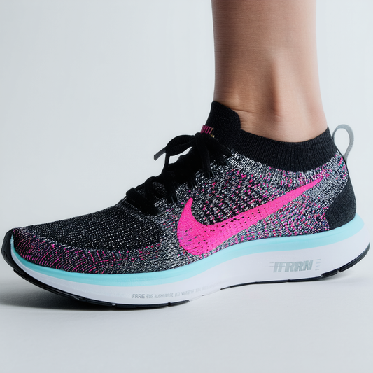 Nike Women's Free RN Flyknit 2017 Running Shoe Black/White-Racer Pink-Gamma Blue 11.0