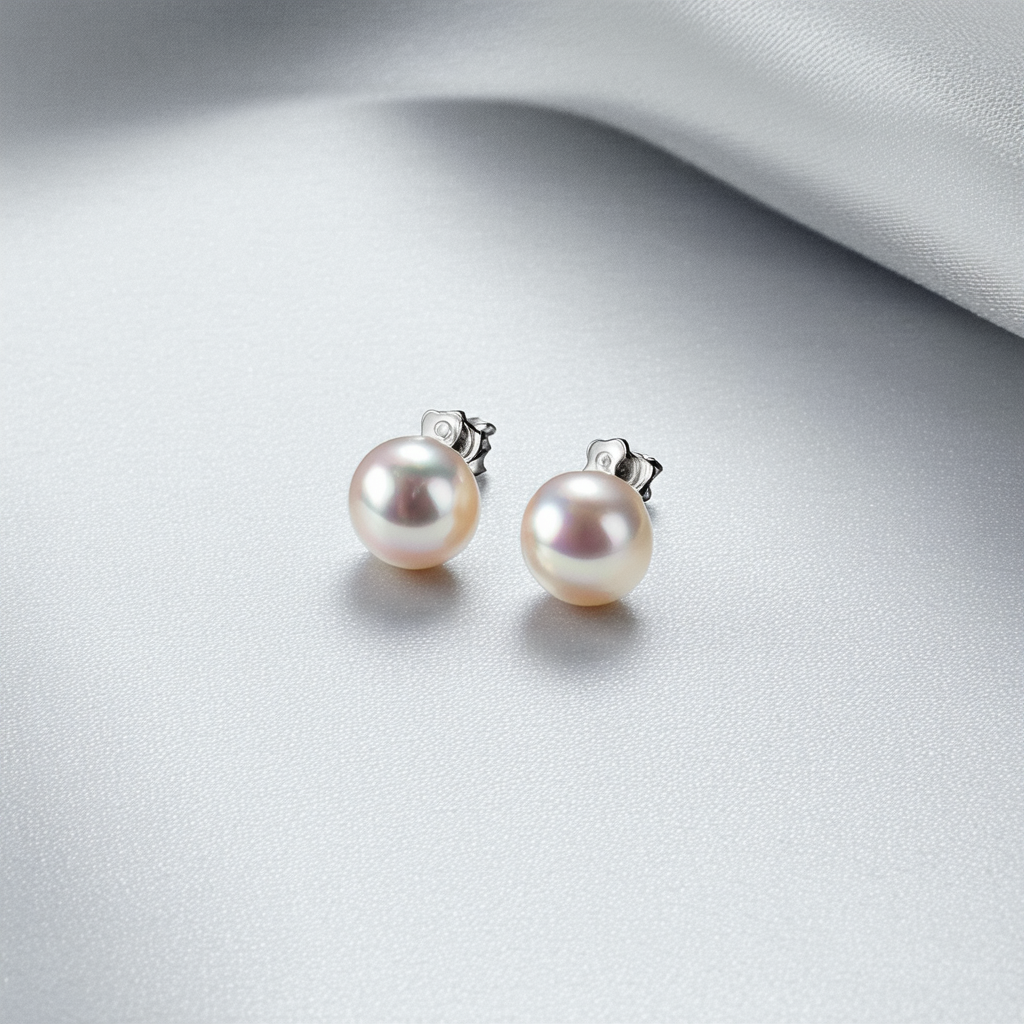 Amazon Collection Sterling Silver White Freshwater Cultured Pearl Latch Back Earrings