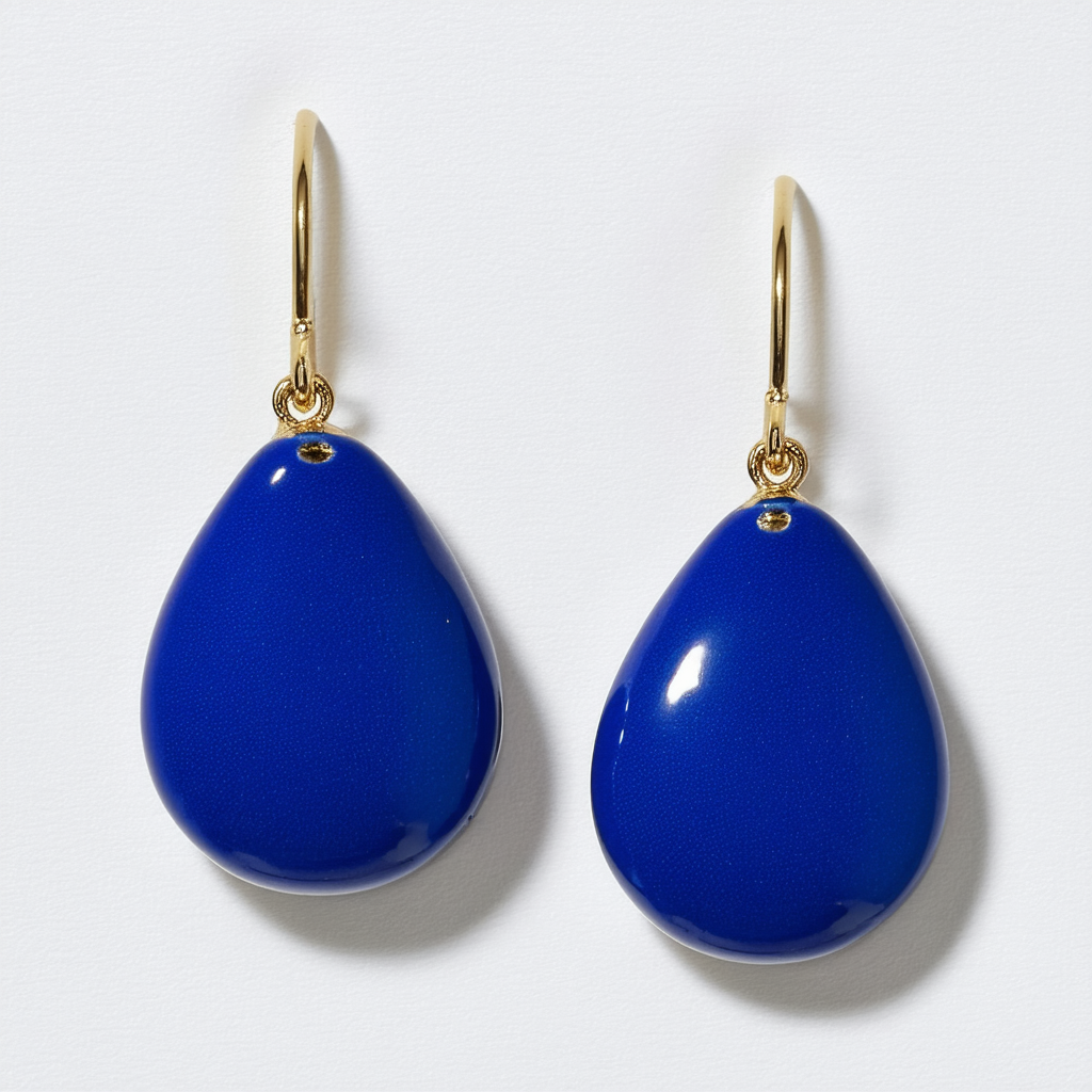 Amazon Collection Blue Enamel Pear-Shaped Bead Earrings