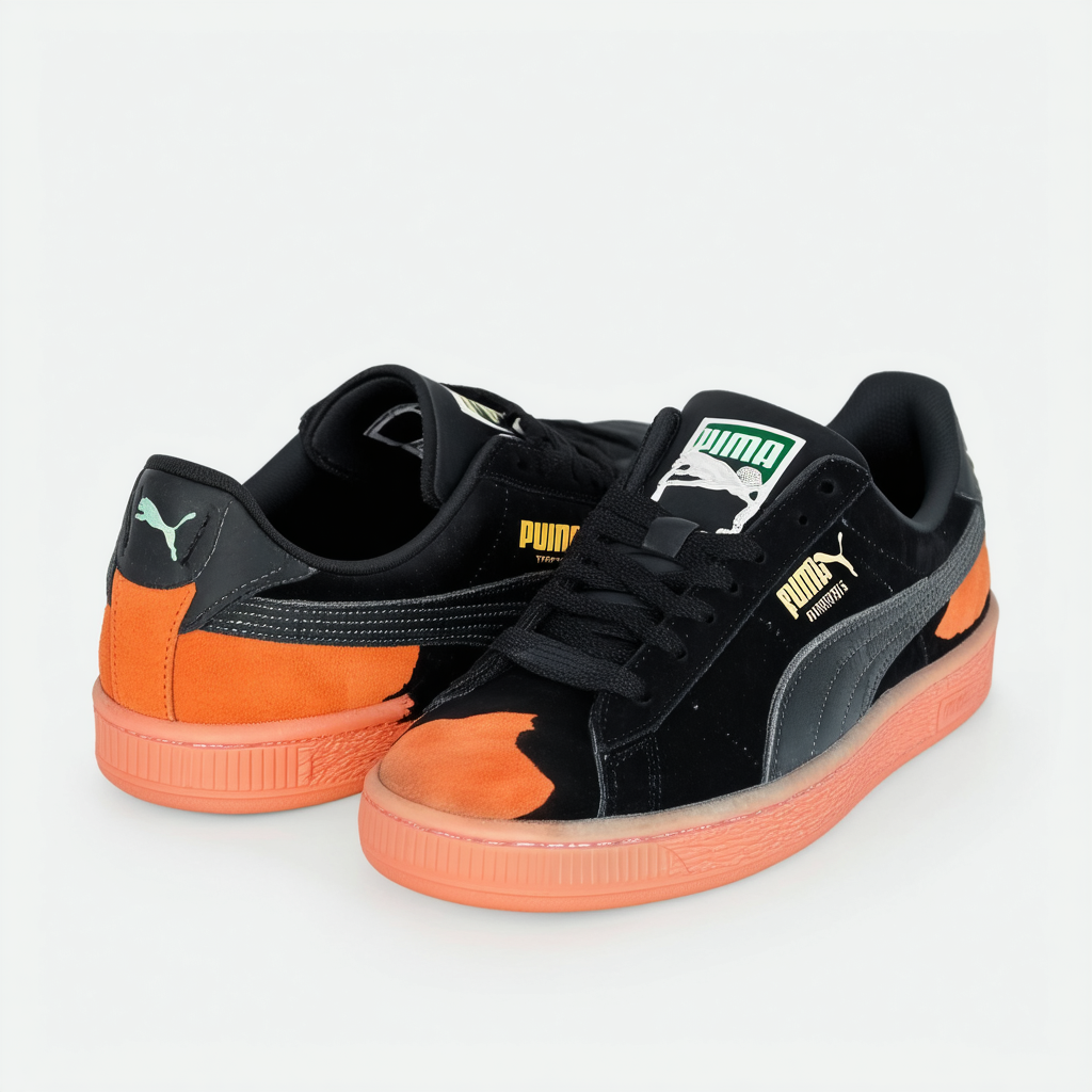 PUMA Suede Classic X Irides Womens Shoes Size 8.5, Color: Black/Orange
