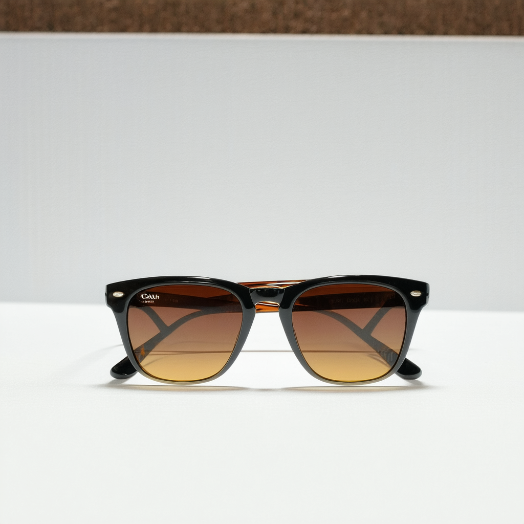 Coach L1653 HC8223 Sunglasses 544087-53 - Blk Amber Gltr Varsity Stripe Frame, HC8223-544087-53