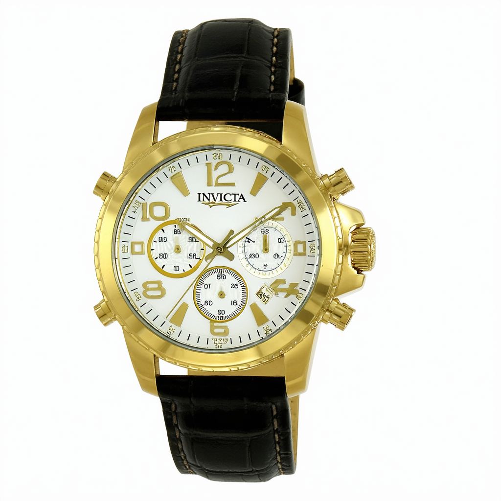 Invicta Men's 5529 II Collection Gold-Tone Case with Black Leather Strap Watch