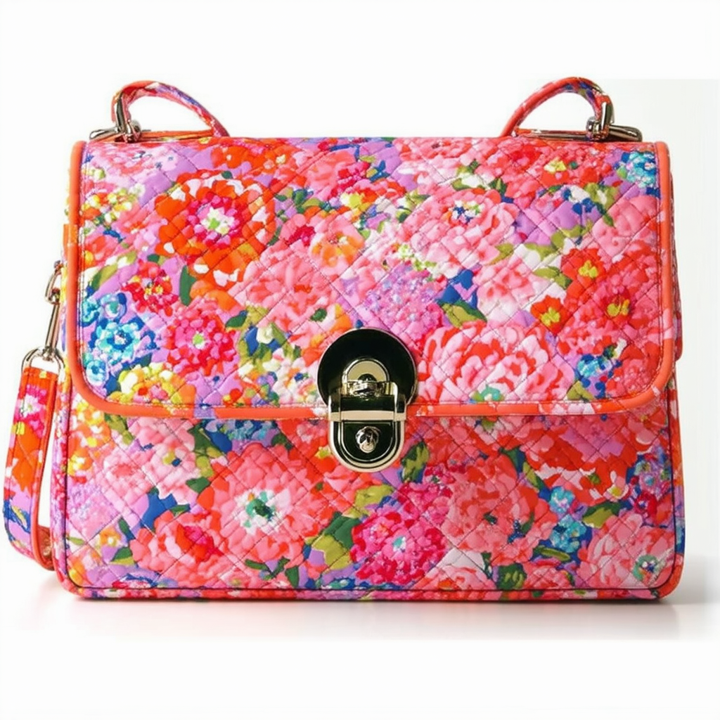 Vera Bradley Turn Lock Satchel Flower Shower