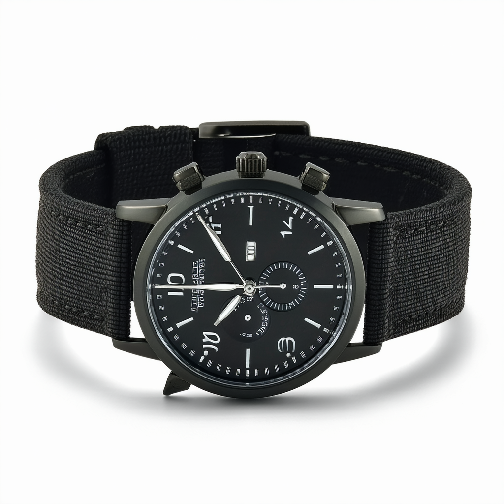 Men's Allied Chrono 42mm Fabric Strap Watch, Black/Black Dial (TW2U27600LG), One Size