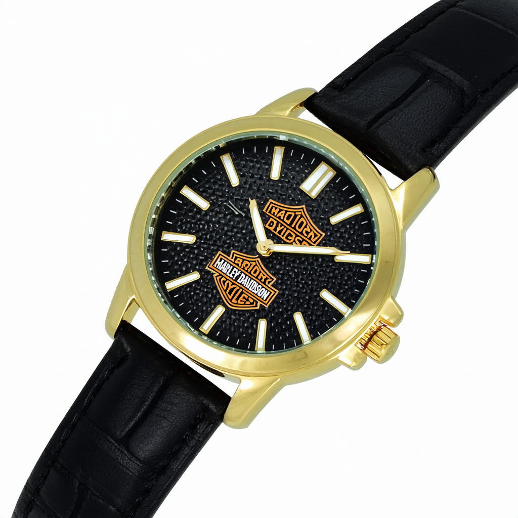 Harley-Davidson Women's Spoke Pattern Dial Wrist Watch Gold Accents 78L114
