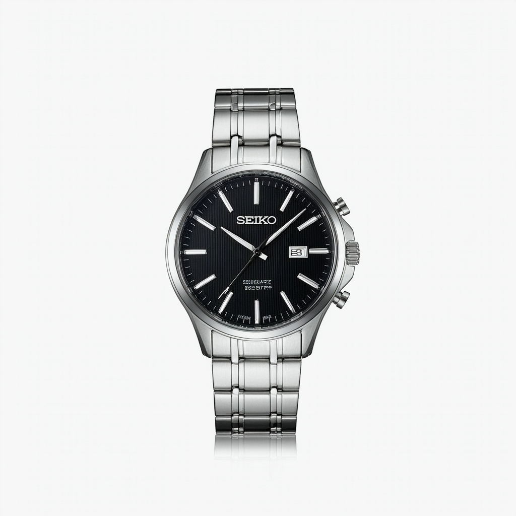 SEIKO Men's Quartz Watch with Stainless Steel Strap, Black, 21 (Model: SSB179P1)