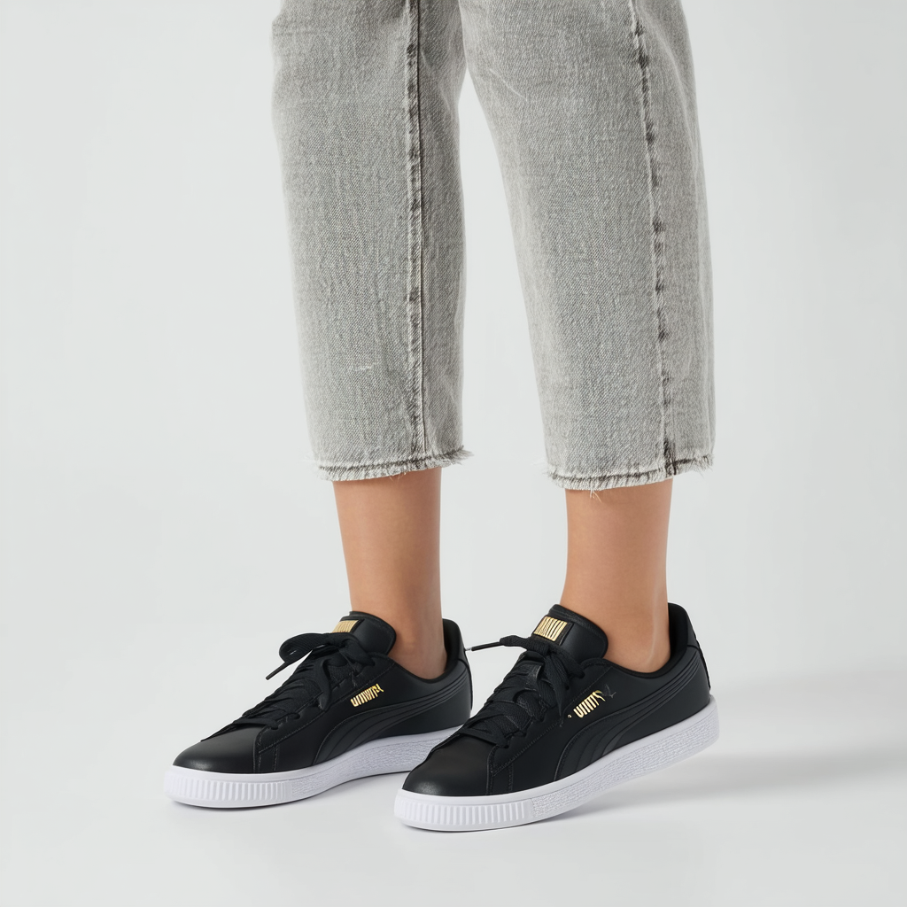 PUMA womens Carina Sneaker, Puma Black-puma Black-puma Team Gold, 6.5 US