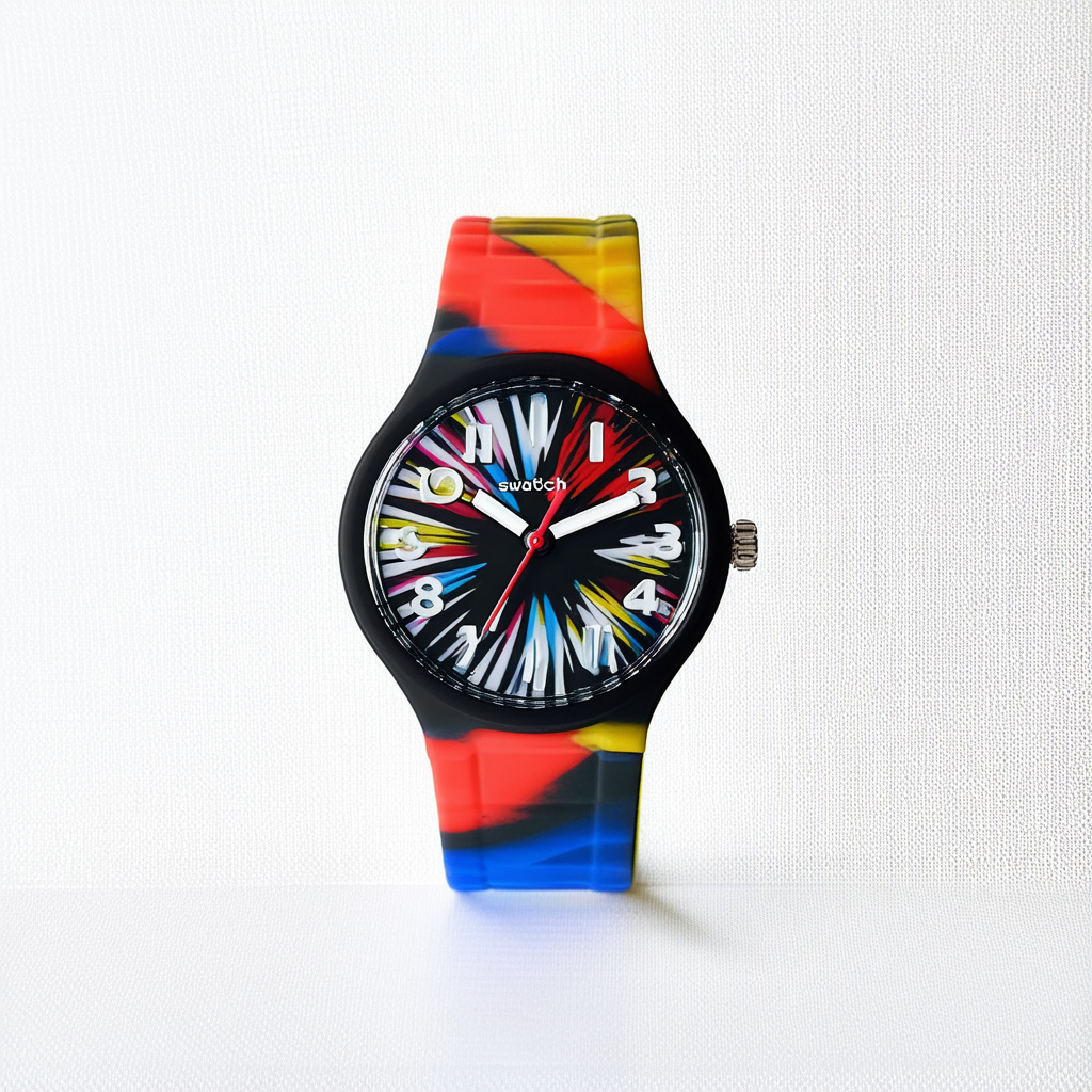 Swatch Color Explosion Multicolor Dial Plastic Rubber Quartz Men's Watch SUOV101