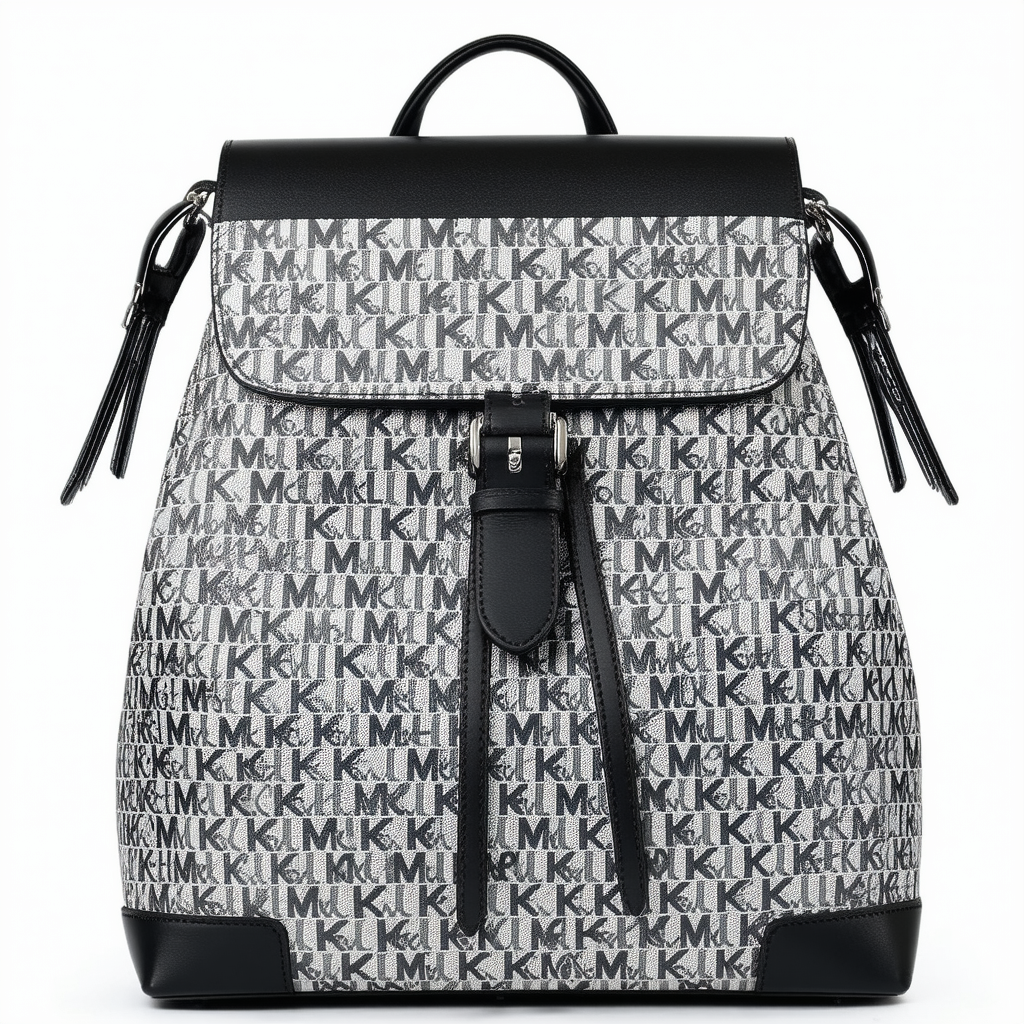 Michael Kors Kent Graphic Logo Backpack (Black Grey)