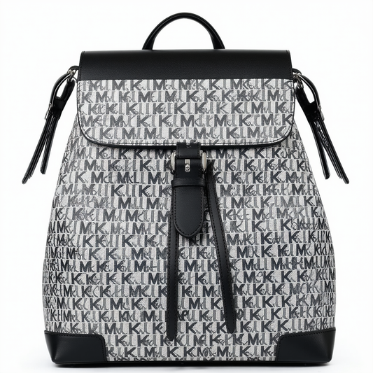 Michael Kors Kent Graphic Logo Backpack (Black Grey)