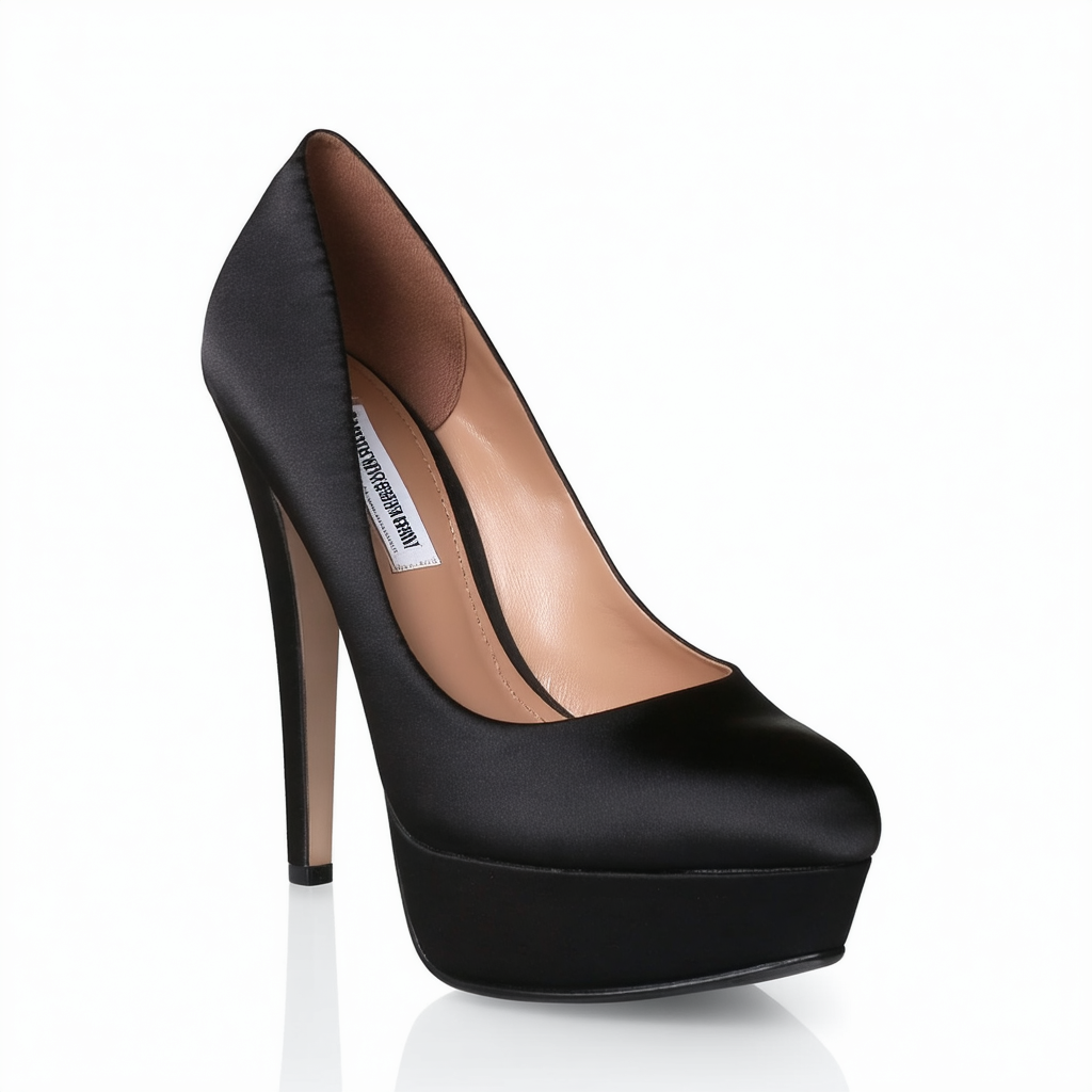 Steve Madden Women's Partyy-R Platform Pump,Black Satin,10 M US