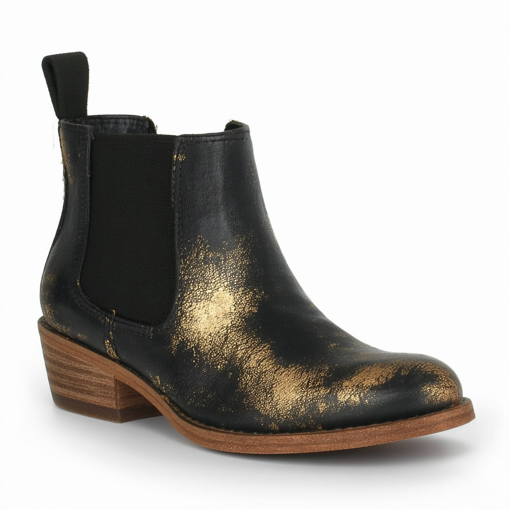 Lucky Brand Women's Basel Ankle Bootie, Black/Gold, 6.5 M US