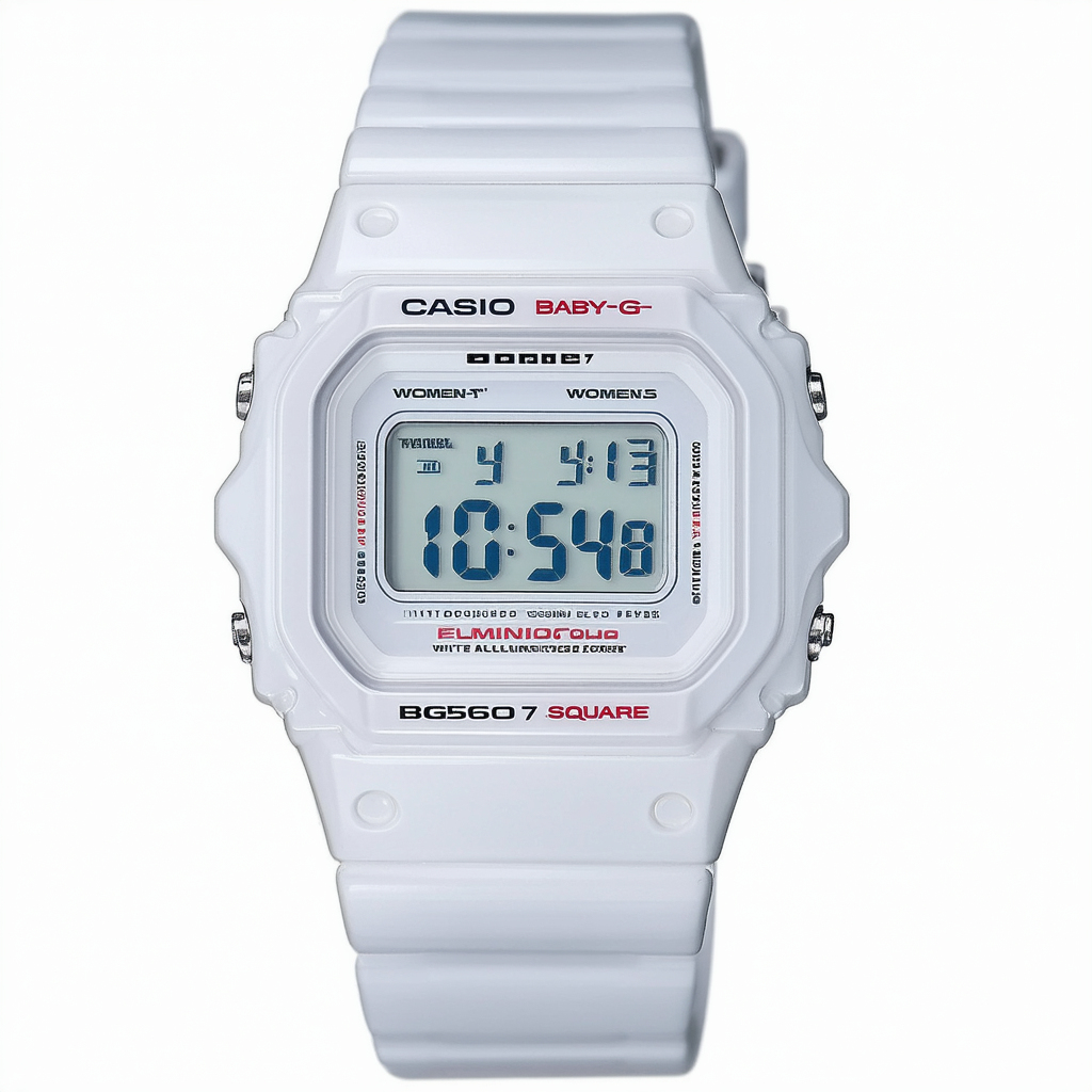 Casio Women's BG5601-7 Baby-G Square Luminous Color White Digital Watch