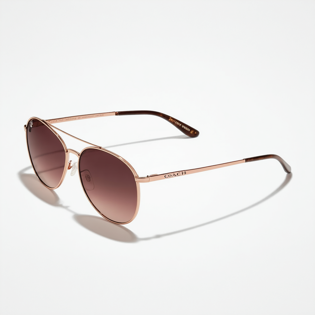 Coach Woman Sunglasses, Rose Gold Lenses Metal Frame, 56mm