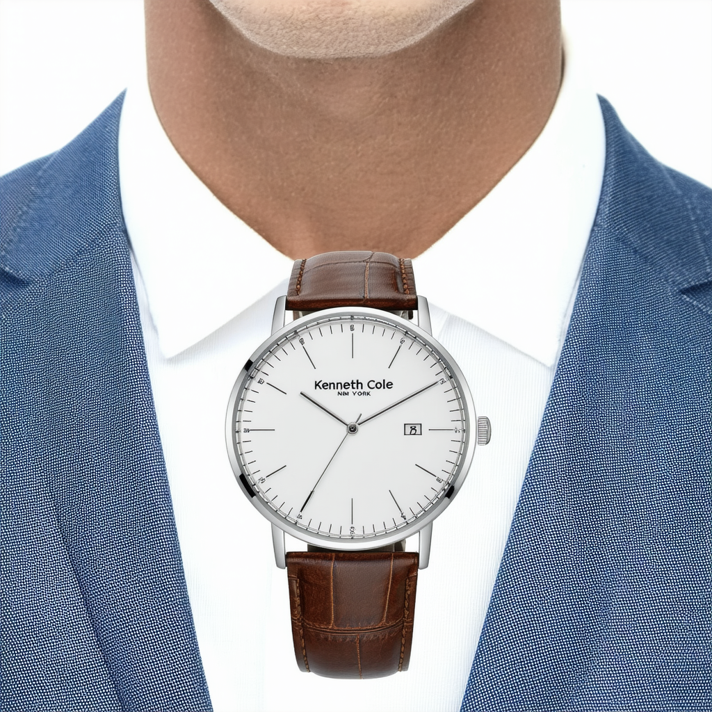 Kenneth Cole New York Men's Japanese Quartz Stainless Steel Case Leather Strap Brown,(Model:KC1783)