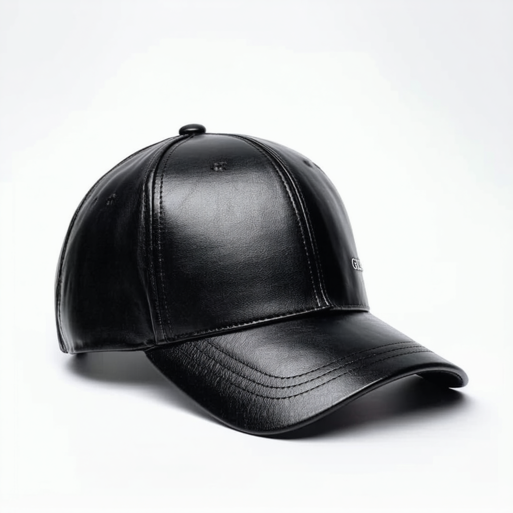 GUESS Men's Faux-Leather Baseball Cap Black