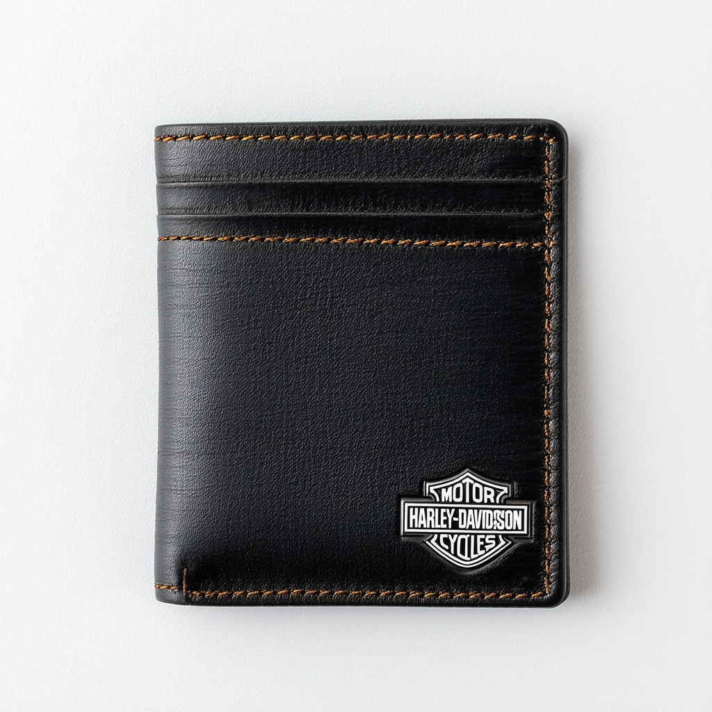 Harley-Davidson Men's Front Pocket Wallet, 1 Medallion, Black CR2367L-Black
