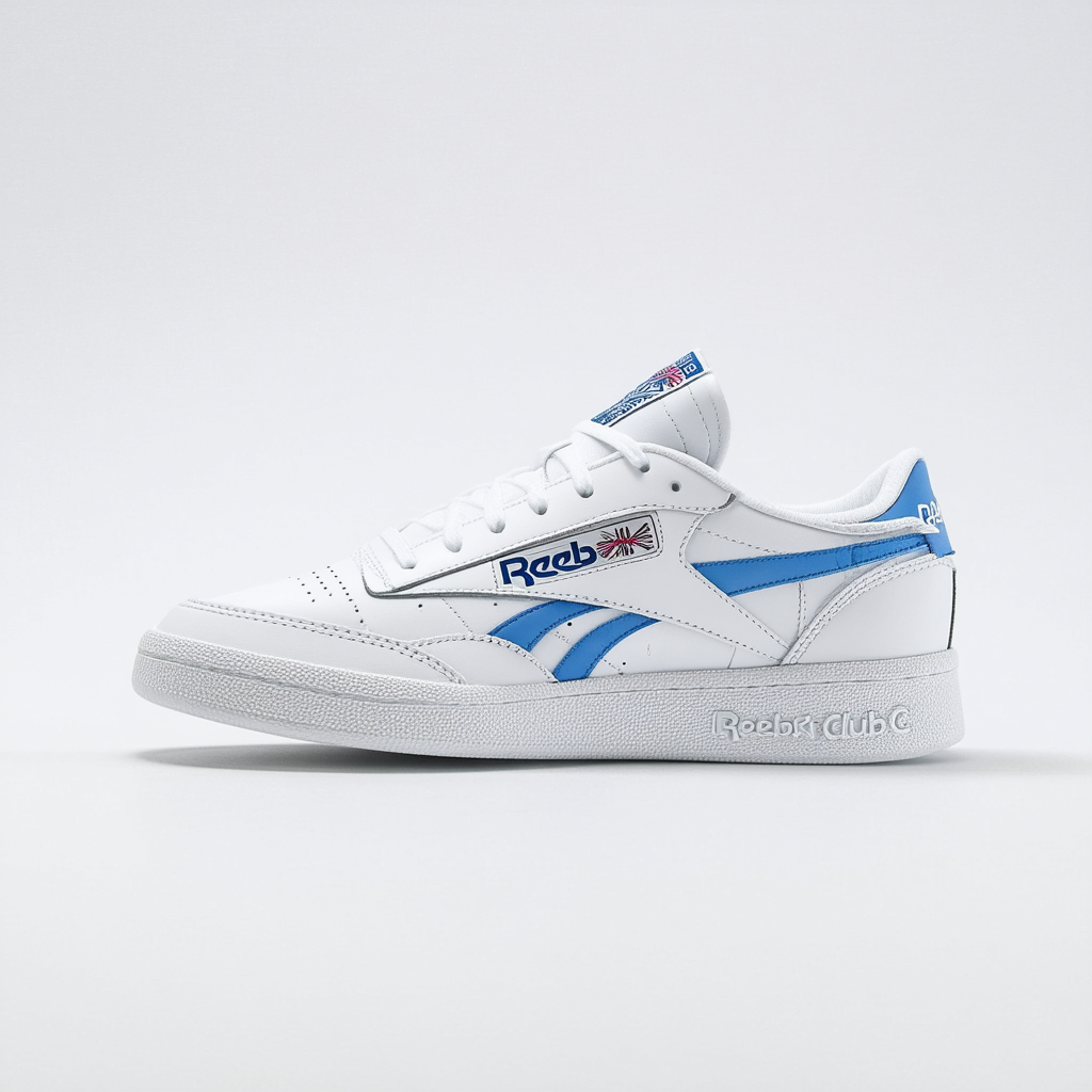 Reebok mens Club C Sneaker, White/Chalk Blue/Court Blue, 7.5 US