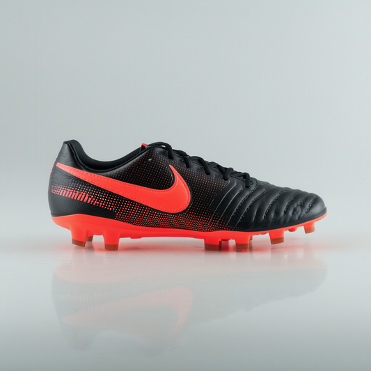 Nike Women's Tiempo Genio FG Soccer Cleat Black/Action Red/Bright Mango/Black Size 7.5 M US