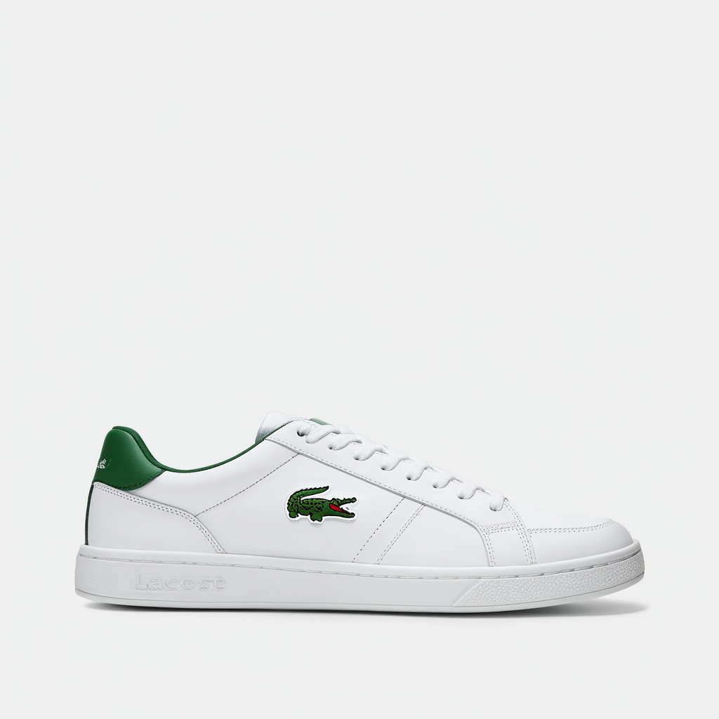 Lacoste Men's Courtline Sneaker, White/Green, 8 Medium US