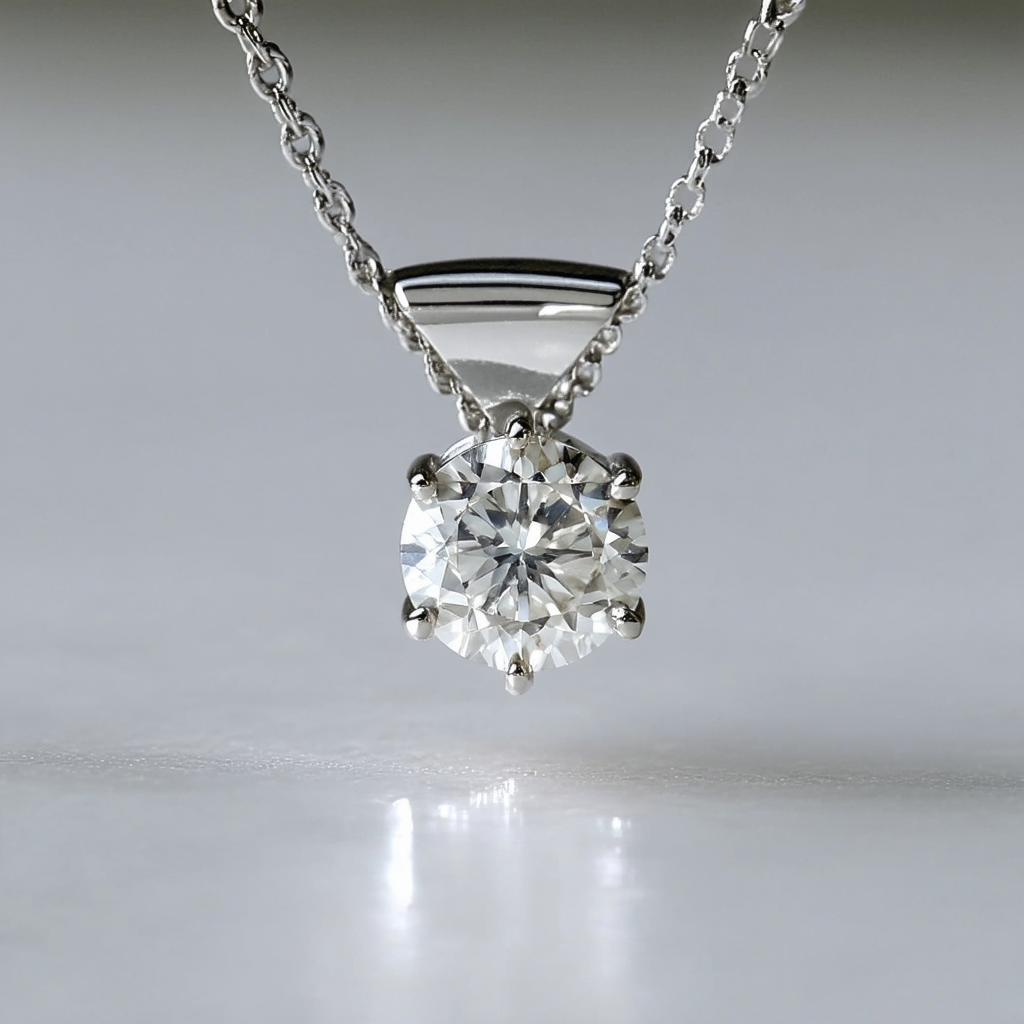 Amazon Collection 14K White Gold Diamond Solitaire Pendant (.25ct)