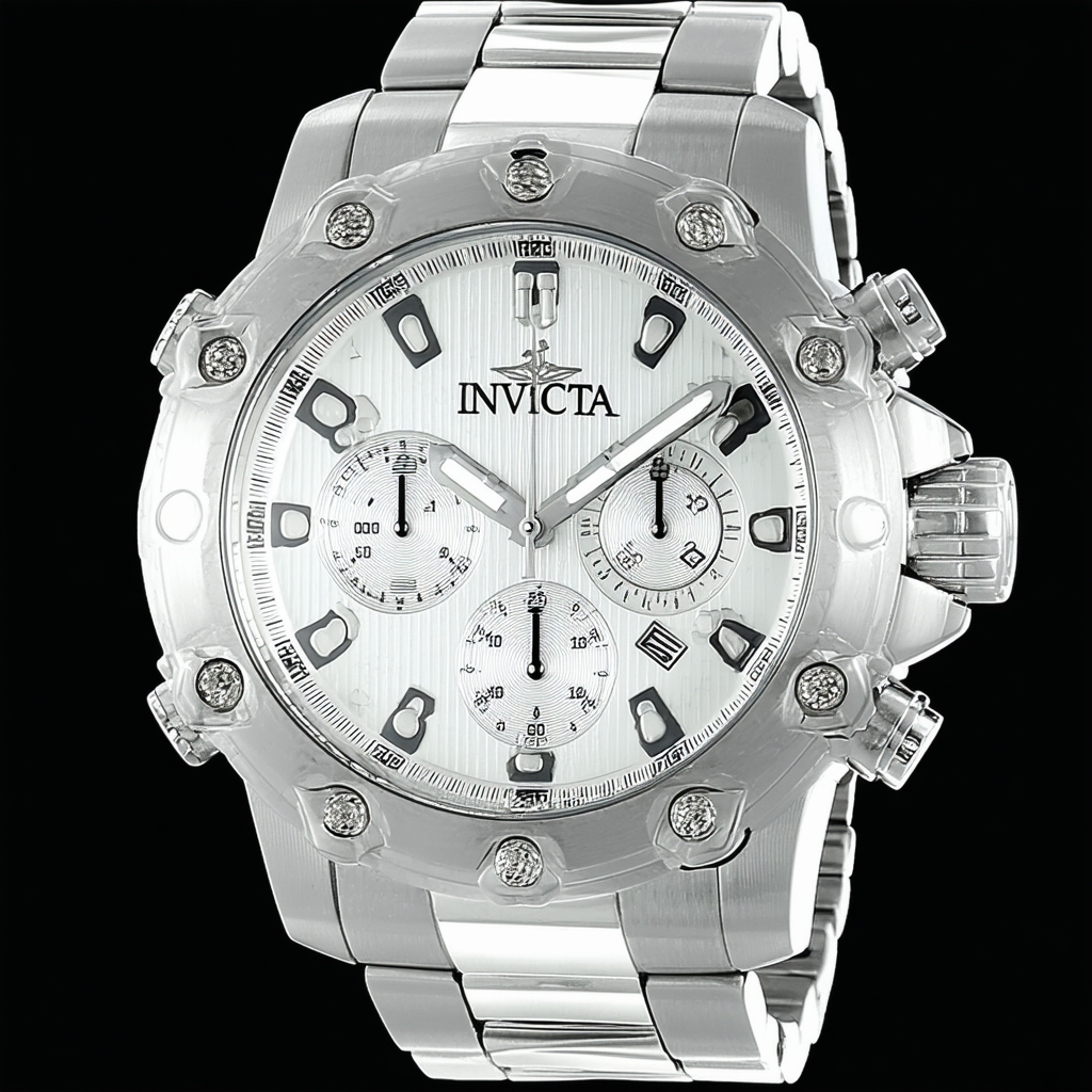 Invicta Men's 11602 Bolt Reserve Chronograph Silver Textured Dial Stainless Steel Watch