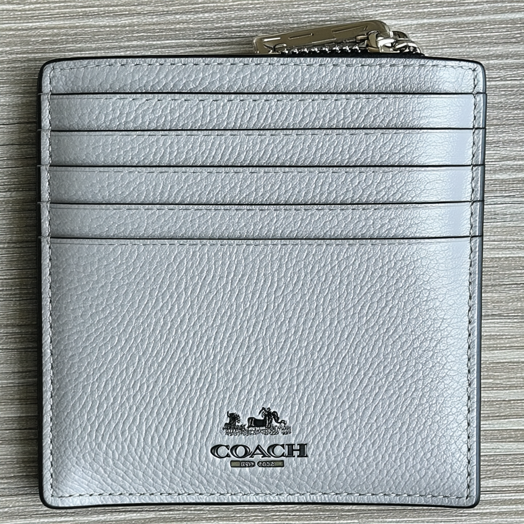 COACH Grain Leather Mickie Accordion Zip Around Wallet 52645 Silver